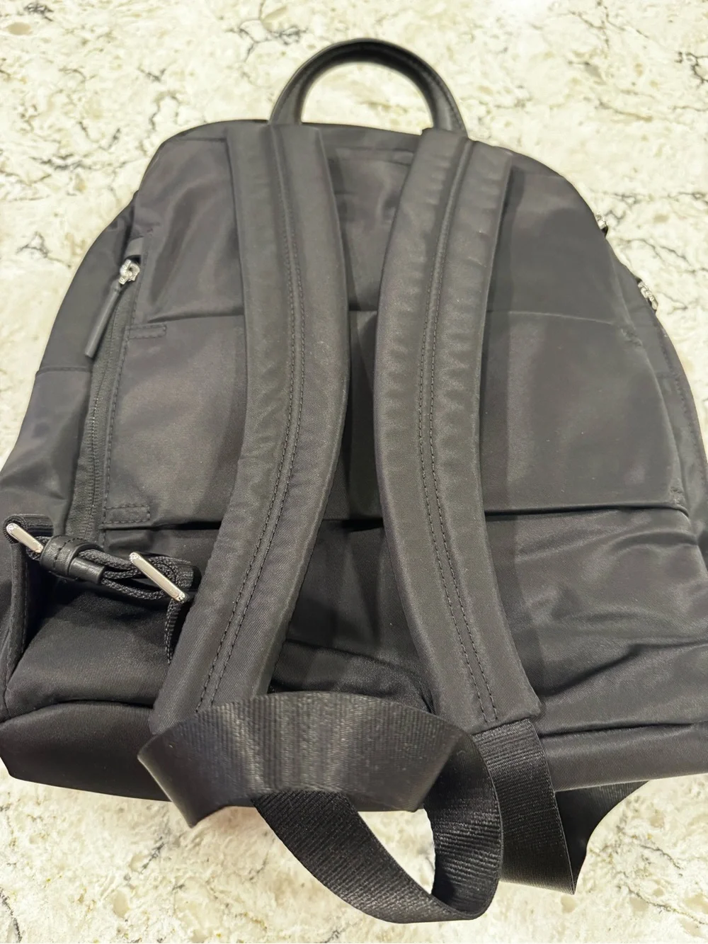 TUMI Backpack Black Nylon w/Silver Trim EUC